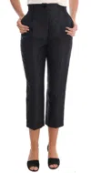 Dolce & Gabbana Black Floral Brocade Capri Pants In Black