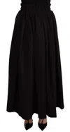 Dolce & Gabbana Black Wool High Waist Maxi Piece Skirt
