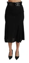 Dolce & Gabbana Black High Waist Mermaid Midi Silk Skirt