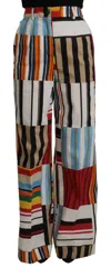 Dolce & Gabbana Elegant High Waist Striped Trousers In Multicolor