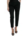 Dolce & Gabbana Black Wool High Waist Tapered Pants In Black
