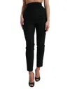Dolce & Gabbana Elegant High Waist Tape Wool Women's Pants In Black