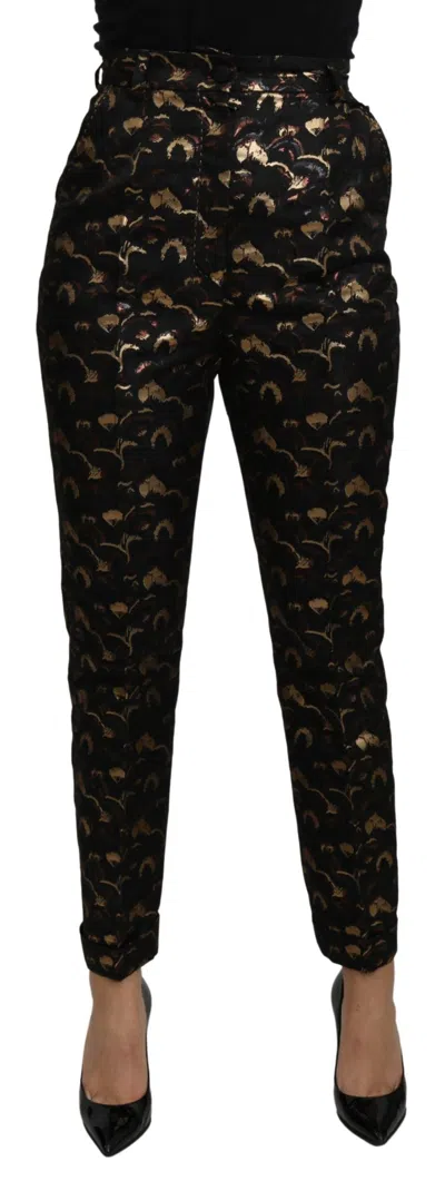 Dolce & Gabbana Black Gold Brocade High Waist Trousers
