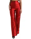 Dolce & Gabbana Red Satin Silk High Waist Wide Leg Pants In Red