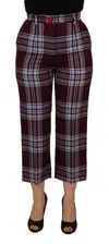 Dolce & Gabbana Gray Checked High Waist Cropped Trouser Pants In Grey