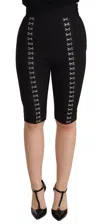 Dolce & Gabbana Black Wool Stretch Slim Fit High Waist Shorts In Black