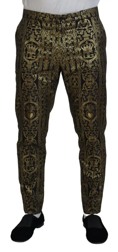 Dolce & Gabbana Elegant Jacquard Evening Pants In Black