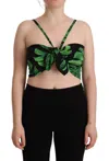 Dolce & Gabbana Elegant Leaf Print Halter Cropped Top