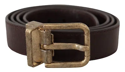 Pre-owned Dolce & Gabbana Elegant Leather Belt With Engraved Buckle