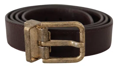 Dolce & Gabbana Elegant Leather Belt With Engraved Buckle In Brown