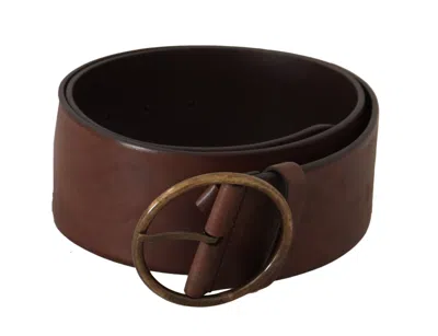 Dolce & Gabbana Elegant Leather Belt With Engraved Women's Buckle In Brown