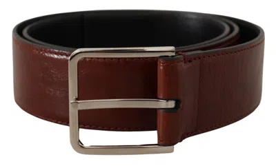 Dolce & Gabbana Elegant Leather Belt With Engraved Women's Buckle In Burgundy