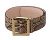Dolce & Gabbana Beige Exotic Leather Wide Gold Metal Buckle Belt