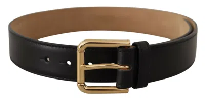 Dolce & Gabbana Elegant Leather Belt With Logo Women's Buckle In Black