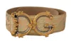 Dolce & Gabbana Gold Wide Waist Jacquard Baroque Dg Logo Buckle Belt In Multi