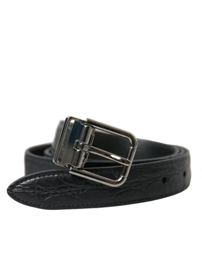 Dolce & Gabbana Elegant Leather Belt With Metal Buckle In Black