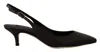 Dolce & Gabbana Black Leather Slingbacks Heels Pumps Shoes In Black
