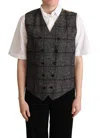 Dolce & Gabbana Gray Wool Leopard Print Waistcoat Vest In Gray