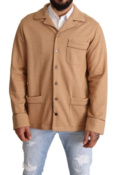 Dolce & Gabbana Cotton Button Collared Coat Jacket Shirt In Brown