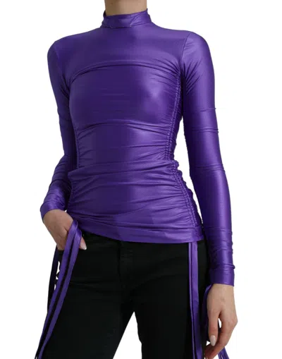 Dolce & Gabbana Elegant Long Sleeve Zip-back Top In Purple