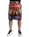 Dolce & Gabbana Multicolor Bermuda Shorts With All-over Hawaiian Print And Drawstrig In Silk Man In Multi