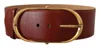 Dolce & Gabbana Maroon Leather Gold Metal Oval Buckle Belt