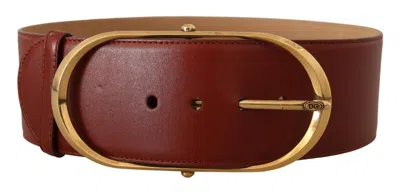 DOLCE & GABBANA DOLCE & GABBANA ELEGANT MAROON LEATHER BELT WITH GOLD WOMEN'S ACCENTS