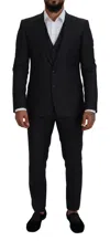Dolce & Gabbana Black Wool Martini Slim Blazer In Grey