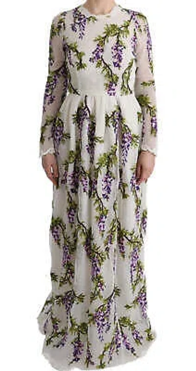 Pre-owned Dolce & Gabbana Elegant Maxi A-line Long Sleeve Dress
