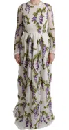 Dolce & Gabbana Elegant Maxi A-line Long Sleeve Dress In White