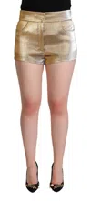 Dolce & Gabbana Gold Cotton Blend Glittered Hot Shorts In Gold