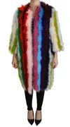 Dolce & Gabbana Multicolor Turkey Feather Cape Fur Coat