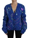 Dolce & Gabbana Blue Color Splash Mohair Cardigan  Sweater