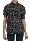 Dolce & Gabbana Black Musical Instrument Collared Blouse Shirt In Black
