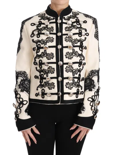 Dolce & Gabbana Elegant Off-white Baroque Jacket In Gray