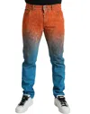 Dolce & Gabbana Multicolor Ombre Cotton Slim Fit Denim Jeans In Blue