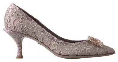 Dolce & Gabbana Crystal-embellished Lace Pumps In Purple
