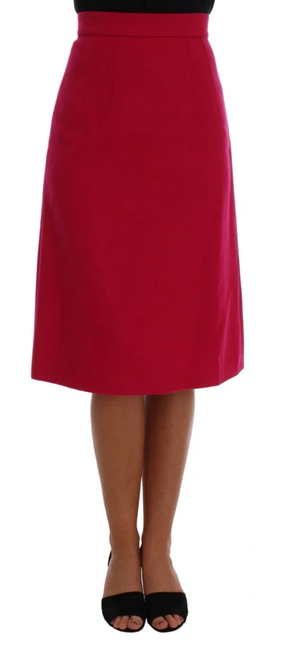 DOLCE & GABBANA ELEGANT PINK WOOL A-LINE KNEE-LENGTH SKIRT
