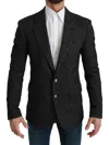 Dolce & Gabbana Gray Plaid Check Wool Formal Jacket Blazer In Grey