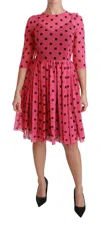 Dolce & Gabbana Pink Polka Dots A-line Knee Length Dress In Pink