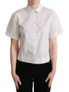 Dolce & Gabbana White Polka Dot Cotton Collared Shirt Top