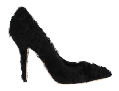 Dolce & Gabbana Elegant Pumps In Luxe Xiangao Fur Leather In Black