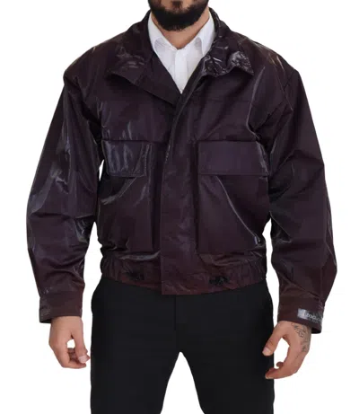 Dolce & Gabbana Bordeaux Nylon Collared  Coat Jacket