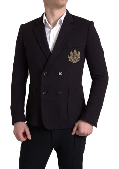 Dolce & Gabbana Elegant Purple Double Breasted Wool Men's Blazer In Black