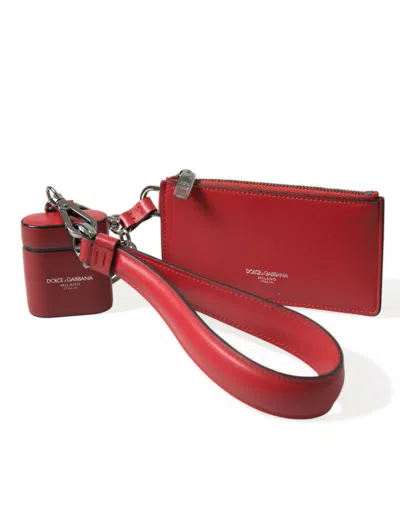 Dolce & Gabbana Elegant Red Leather Airpods Men's Case