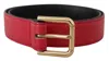 Dolce & Gabbana Red Calf Leather Gold Tone Logo Metal Buckle Belt