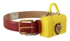 Dolce & Gabbana Red Leather Yellow Devotion Heart Bag Buckle Belt In Red