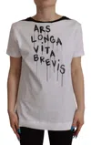 Dolce & Gabbana White Slogan Print Round Neck Cotton  T-shirt In White