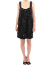 Dolce & Gabbana Elegant Sequined Floral Mini Shift Dress In Black