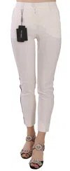 Dolce & Gabbana White Side Stripe Cropped Skinny Pants In Pink